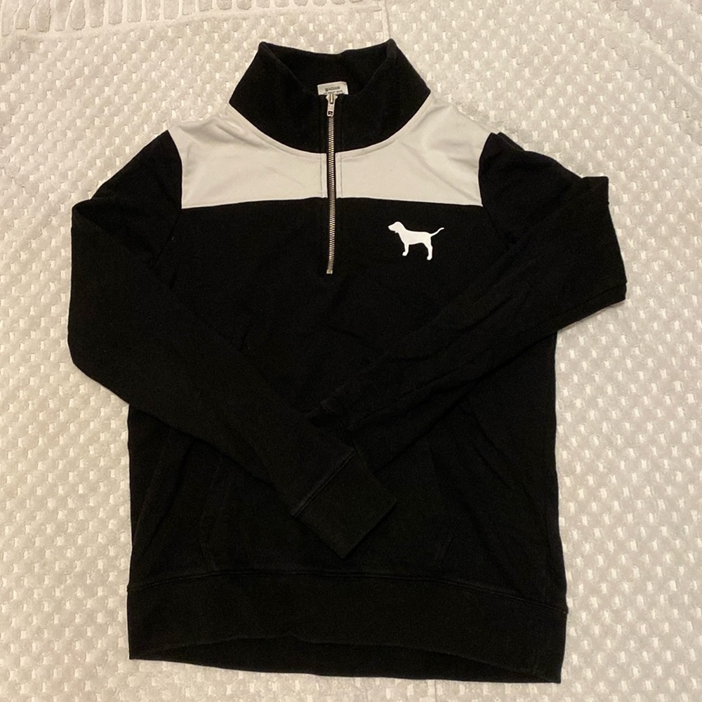 Black and white victorias secret PINK half zip sweater